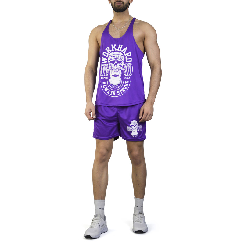 ست رکابی و شلوارک ورزشی مردانه جیم کلاب مدل PY-2B1456 بنفش