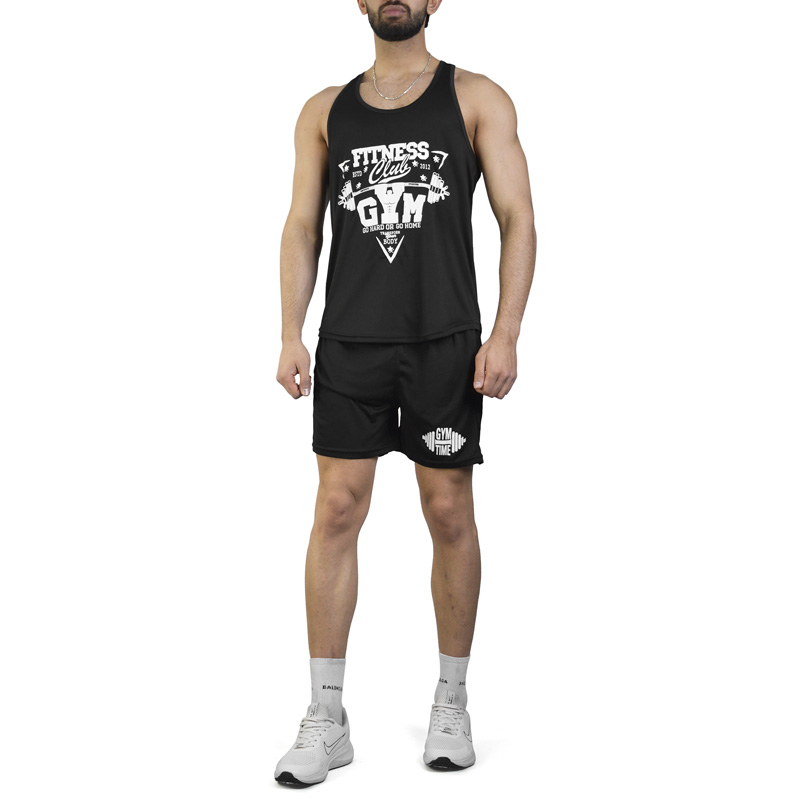 ست رکابی و شلوارک ورزشی مردانه فیتنس مدل Py-2B207 مشکی