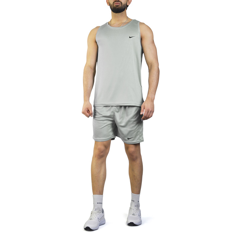 ست رکابی و شلوارک ورزشی مردانه نایک مدل PY-JDI-3P1748 طوسی روشن