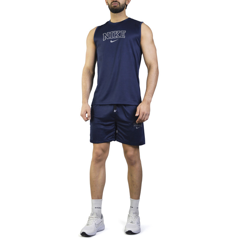 ست رکابی و شلوارک ورزشی مردانه نایک مدل DS-3P1408 سرمه ای