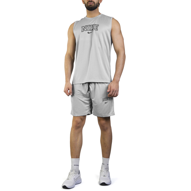 ست رکابی و شلوارک ورزشی مردانه نایک مدل DS-3P1408 طوسی روشن