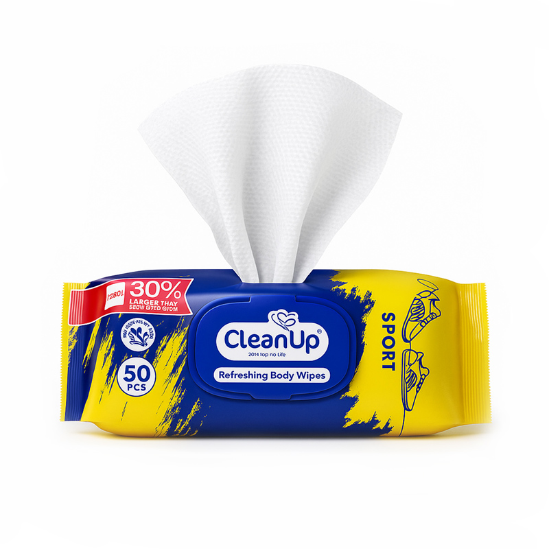 دستمال مرطوب اسپرت پاک کننده بدن کلین آپ مدل 404B0376 بسته 50 عددی