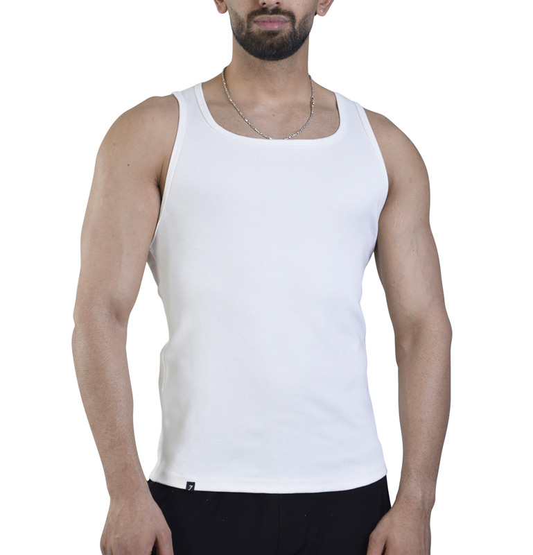 رکابی تنک تاپ کبریتی مردانه جیم شارک مدل B2A7A سفید