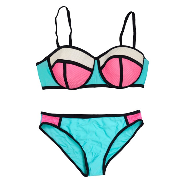 ست بیکینی زنانه مدل 15001 فیروزه ای