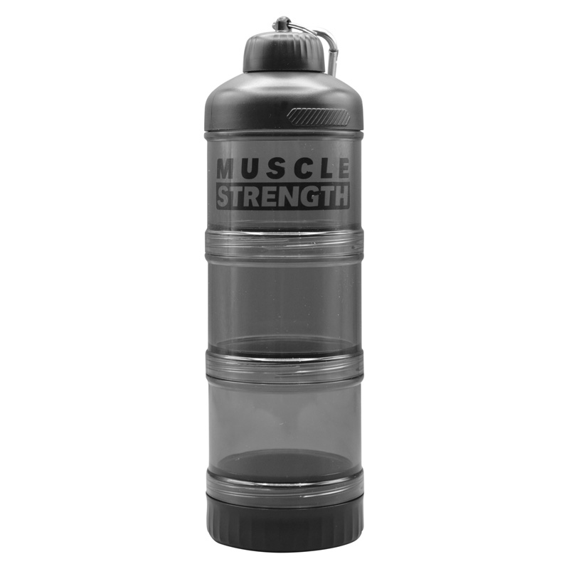 قیف پروتئین وی چهار تیکه مدل Muscle Strength شفاف ظرفیت 320 میلی لیتر