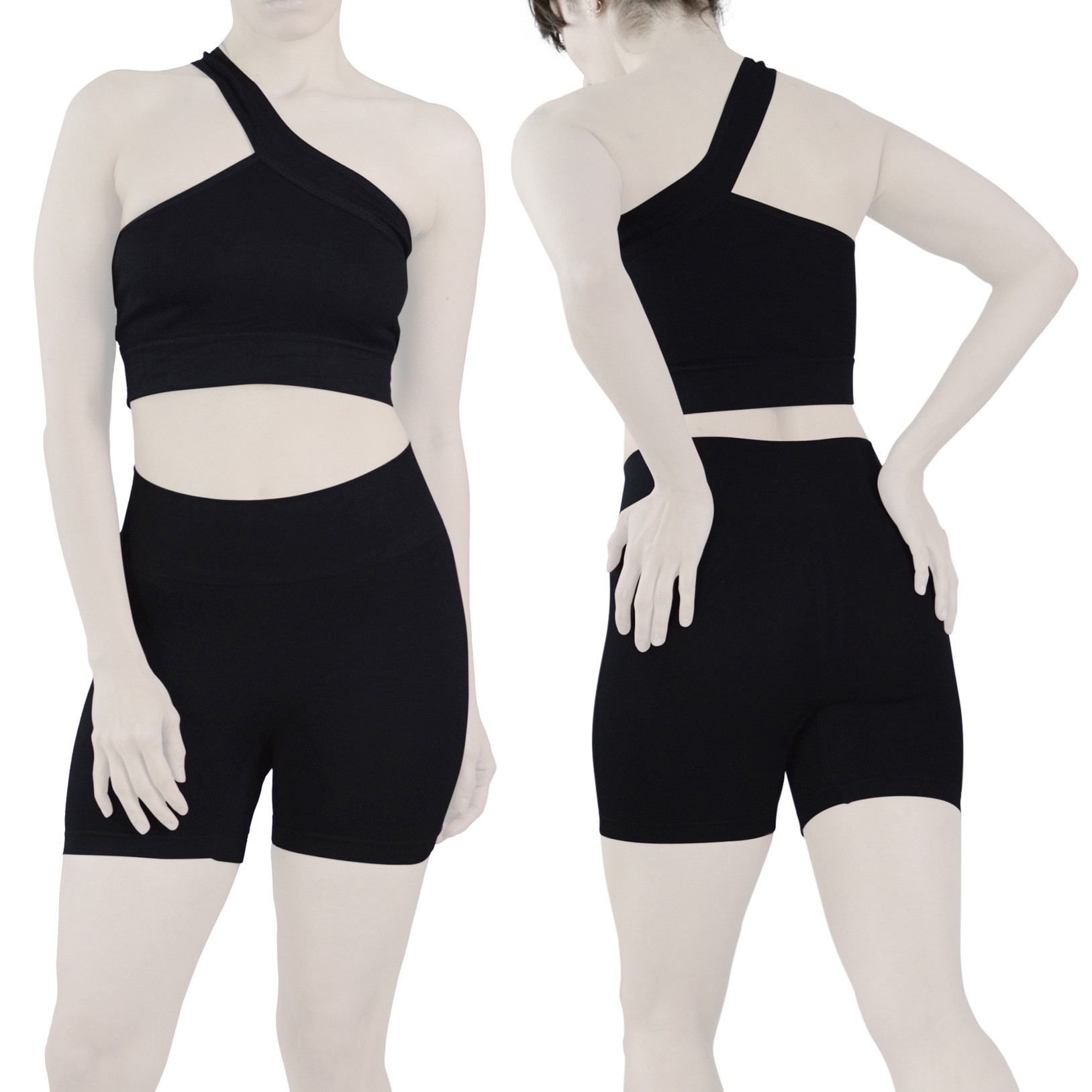 ست نیم تنه و کشاله بند ورزشی زنانه مدل 2061 مشکی