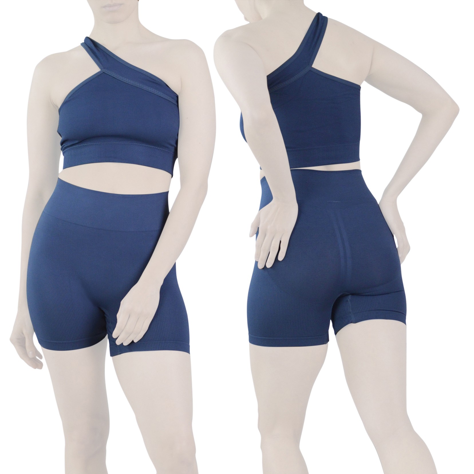 ست نیم تنه و کشاله بند ورزشی زنانه مدل 2061 آبی نفتی