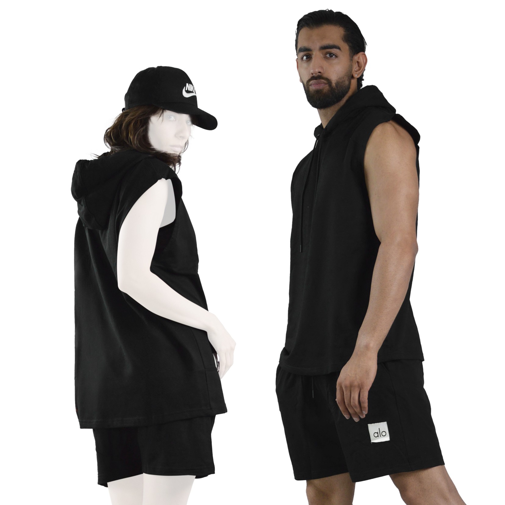 ست رکابی کلاهدار و شلوارک اسپرت الو مدل HS-4C0473 مشکی