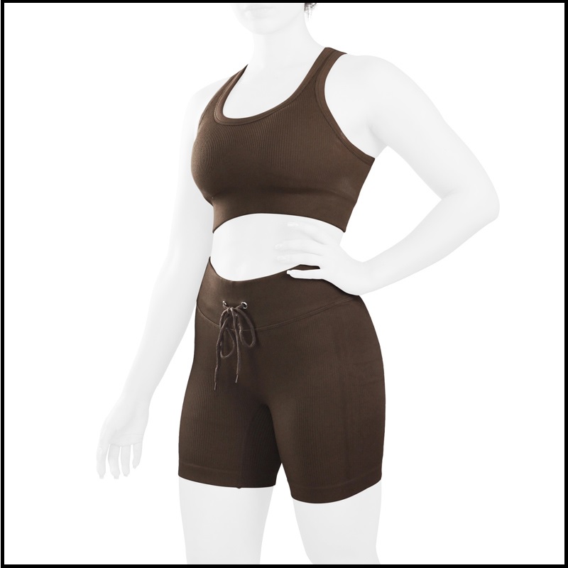 ست نیمتنه و کشالهبند ورزشی زنانه مدل 77YJ0 قهوهای