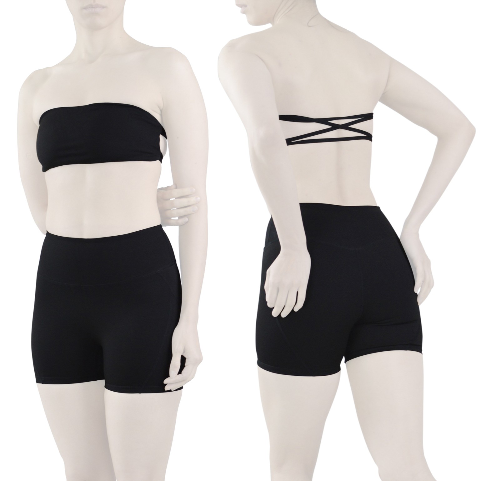 ست دکلته و کشاله بند ورزشی زنانه مدل ES927 مشکی