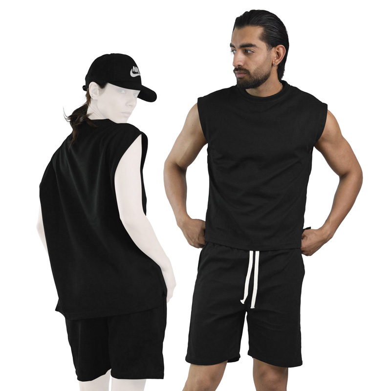 ست رکابی و شلوارک اسپرت بیسیک مدل GF-8301 مشکی