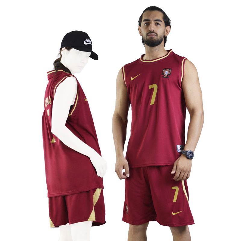 ست رکابی و شلوارک فوتبالی پرتغال مدل Nike-Dri Fit-4D0588 زرشکی