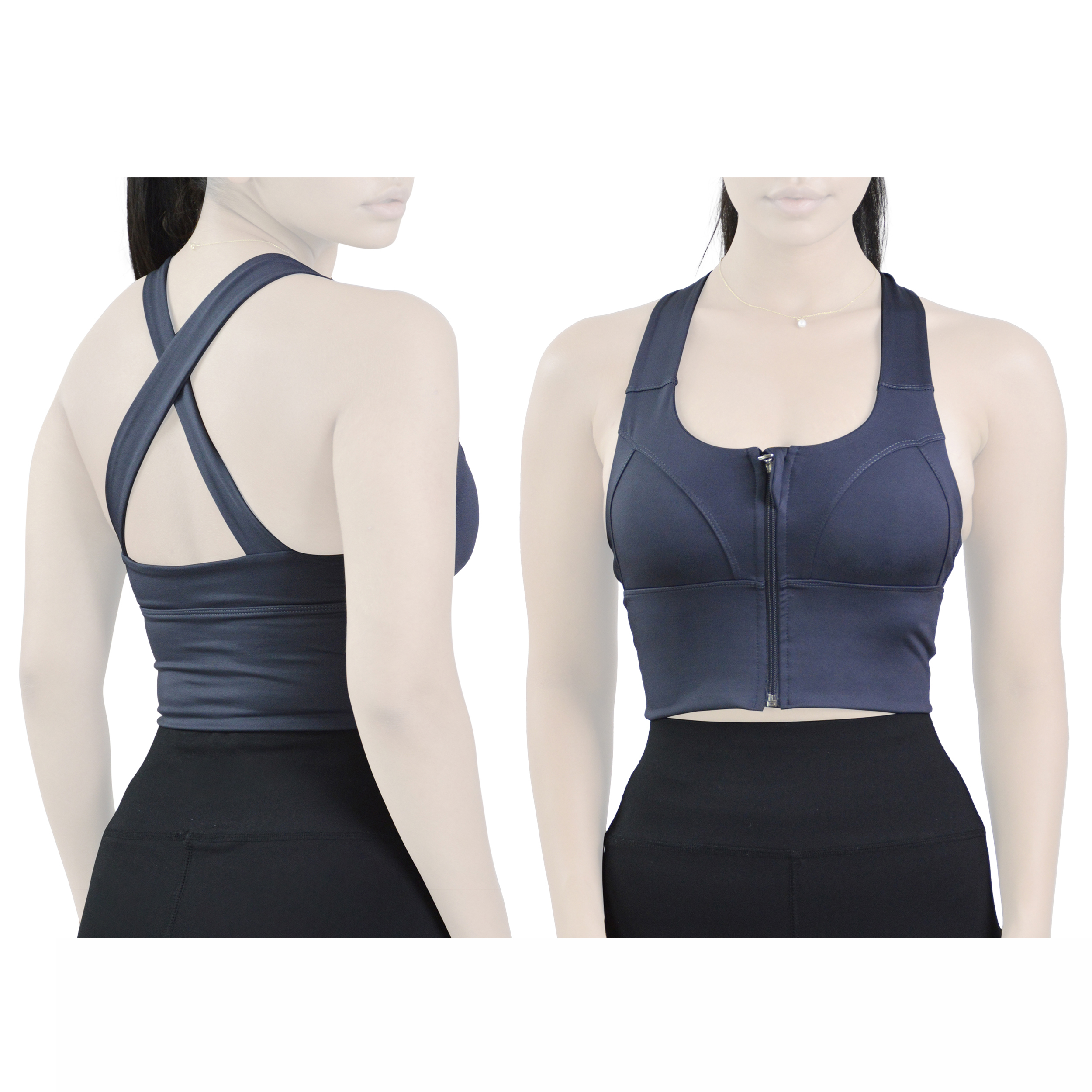 نیم تنه زیپ دار ورزشی زنانه نایک مدل SRN-4F0683 طوسی تیره