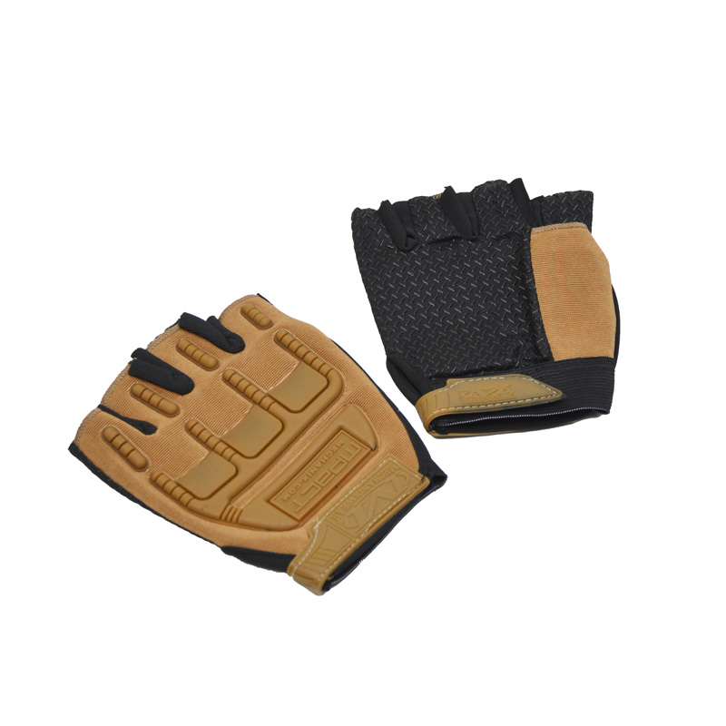 دستکش نیم انگشتی تاکتیکال مدل 404F0721 قهوه ای روشن (2)