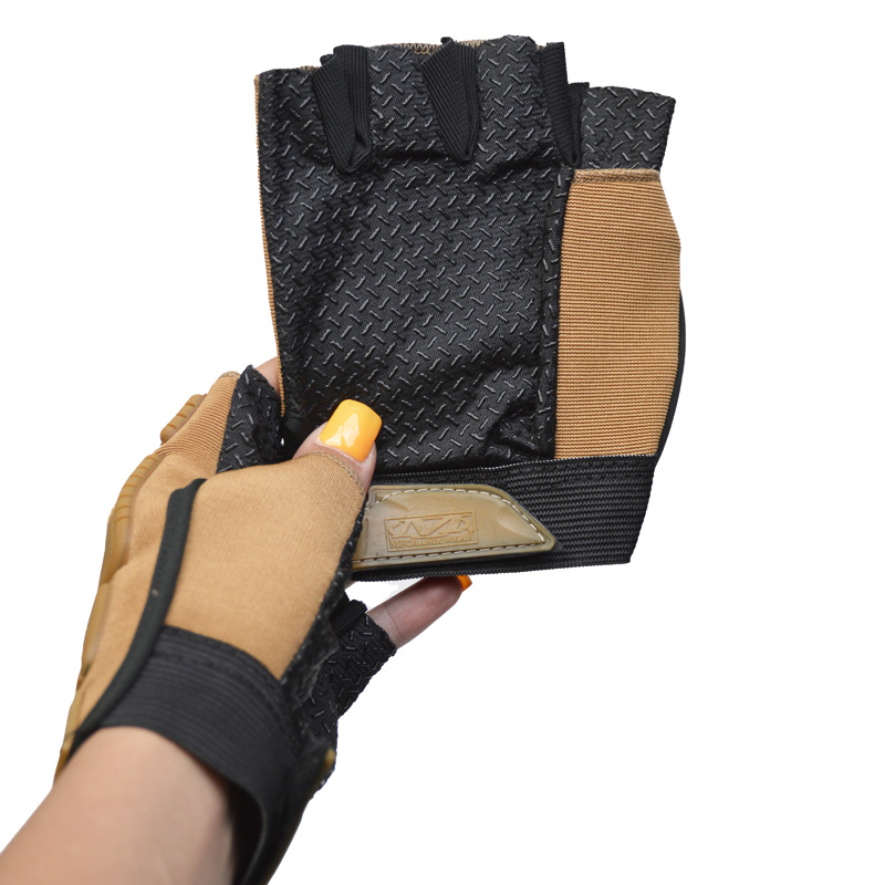 دستکش نیم انگشتی تاکتیکال مدل 404F0721 قهوه ای روشن (5)