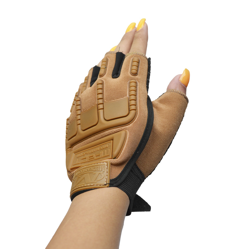 دستکش نیم انگشتی تاکتیکال مدل 404F0721 قهوه ای روشن (7)