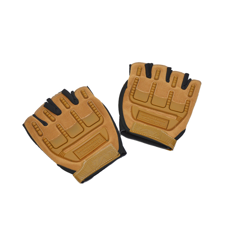دستکش نیم انگشتی تاکتیکال مدل 404F0721 قهوه ای روشن