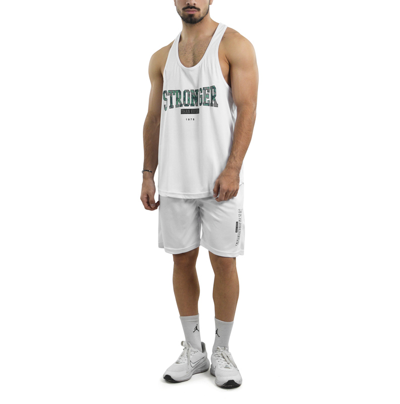 ست رکابی و شلوارک ورزشی مردانه مدل PY-Stronger-4H0888 سفید