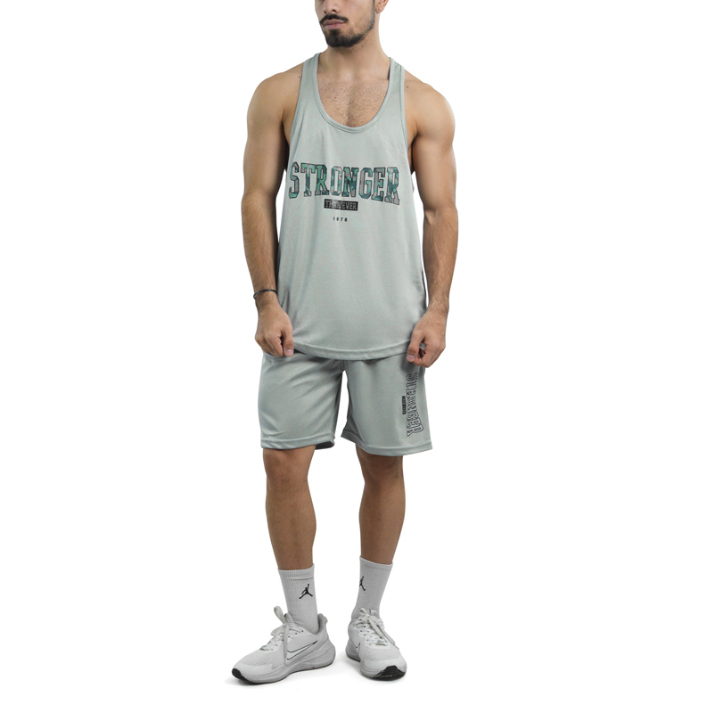 ست رکابی و شلوارک ورزشی مردانه مدل PY-Stronger-4H0888 طوسی