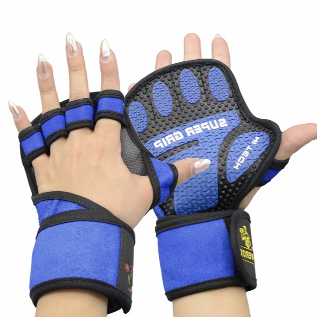 دستکش و محافظ کف دست بدنسازی ویراکس مدل AZS-404H1281 آبی بسته دو عددی