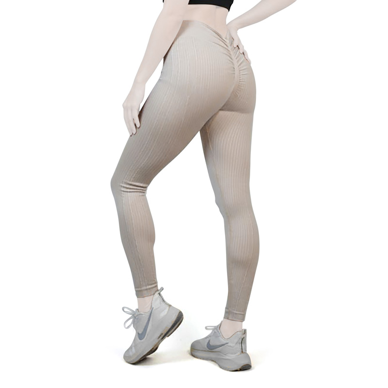 لگ سیملس ورزشی زنانه سنگشور کبریتی کمر هفتی مدل 4H0268 کرم