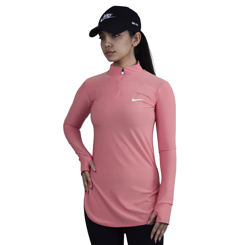 استرج آستین بلند نیم زیپ ورزشی زنانه نایک مدل VHD-3K1452 صورتی