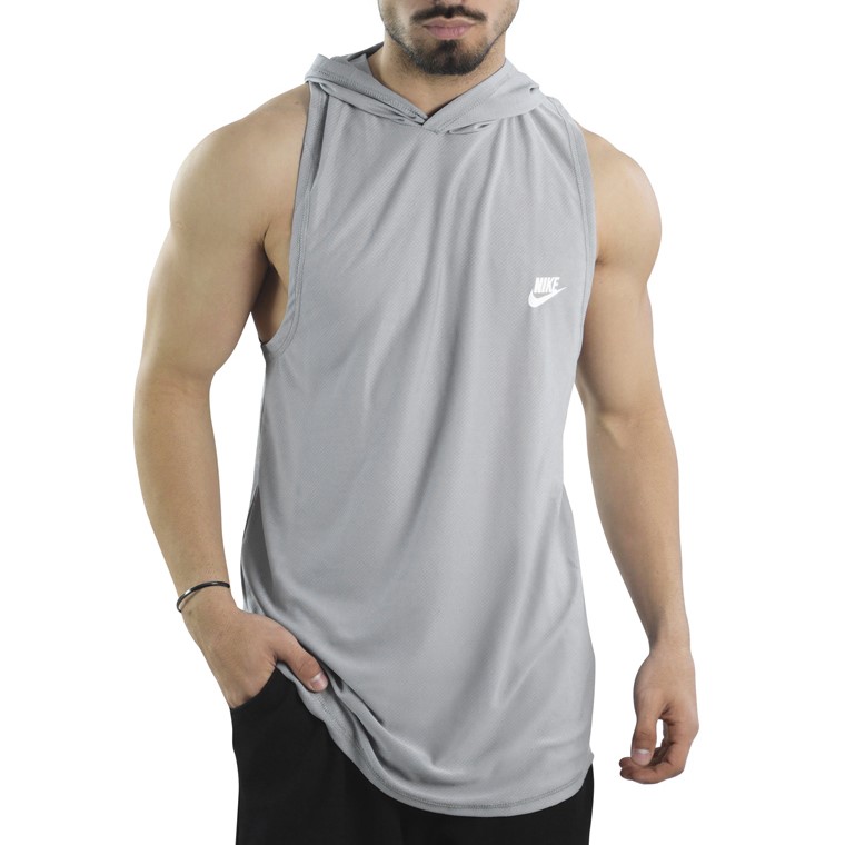 رکابی کلاهدار ورزشی مردانه نایک مدل VHD-Dri Fit-4K1003 طوسی روشن