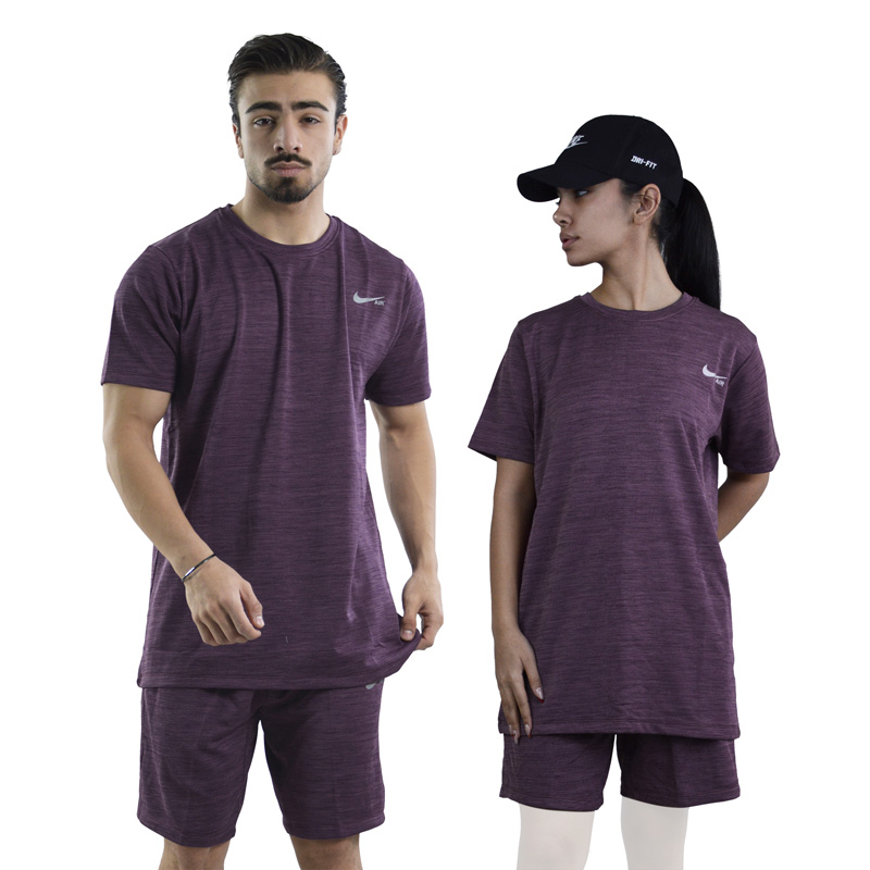ست تیشرت و شلوارک اسپرت نایک مدل DS-JDI-4K1063  بادمجانی