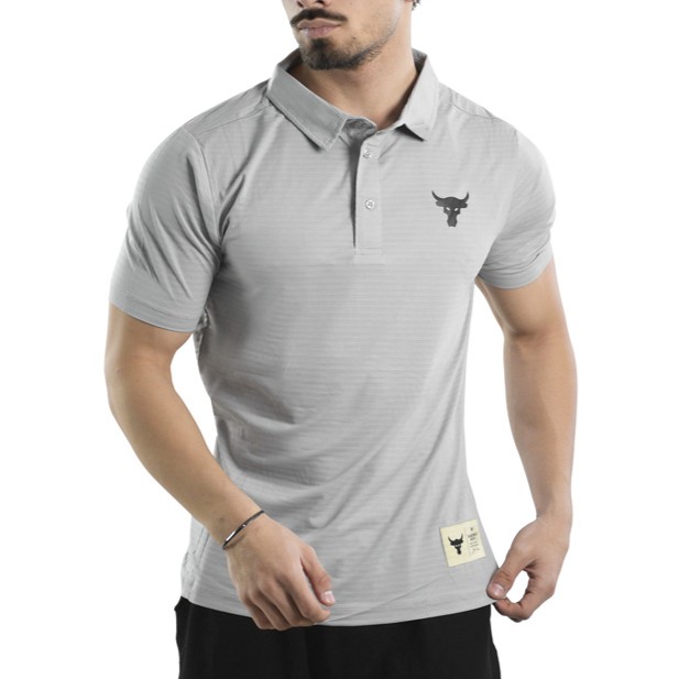 پولوشرت ورزشی مردانه آندر آرمور مدل Heat Gear-399 طوسی روشن