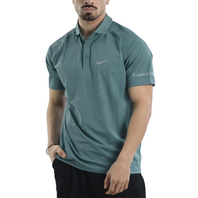 پولوشرت ورزشی مردانه نایک مدل 579 سبز آدامسی تیره