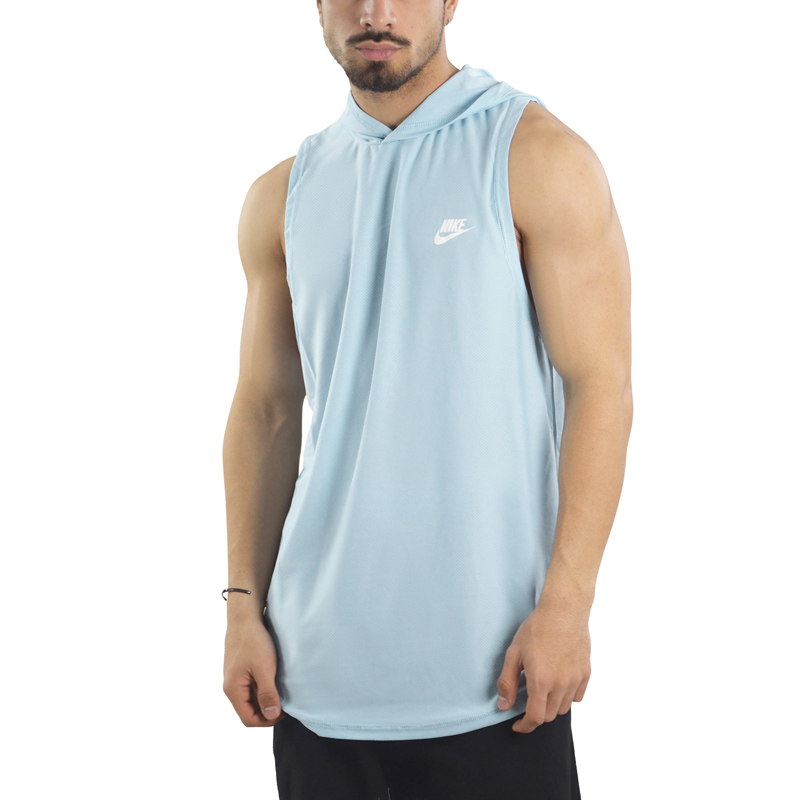 رکابی کلاهدار ورزشی مردانه نایک مدل VHD-Dri Fit-4K1003 آبی روشن