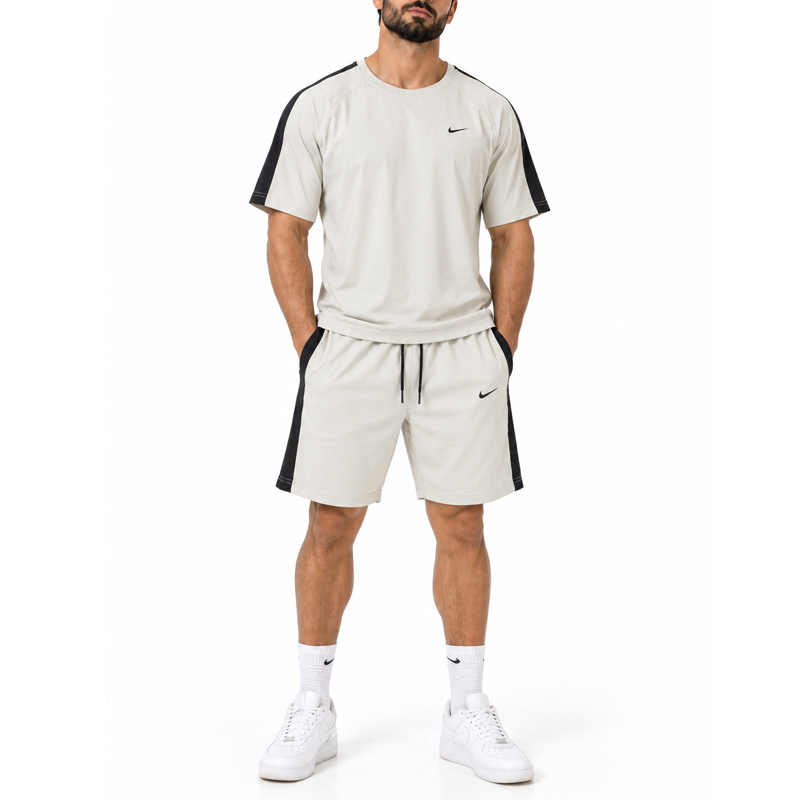 ست تیشرت و شلوارک ورزشی مردانه نایک مدل Dri Fit-YC701 کرم